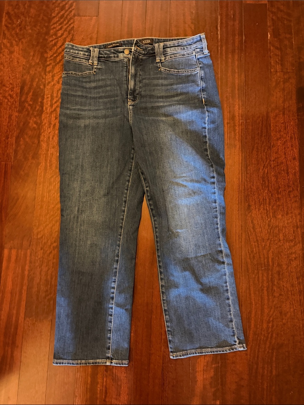 NYDJ Relaxed Straight-Leg Denim Jeans in Medium Blue